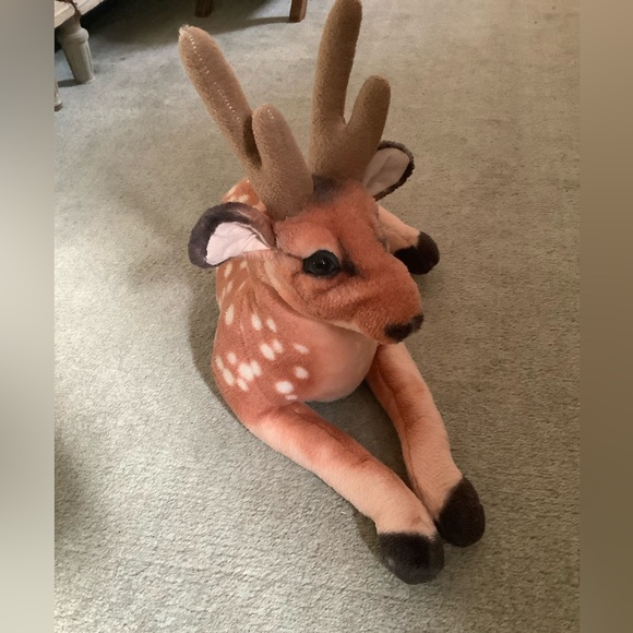 Christmas Reindeer Plush. French, from Paris. Lovely coat realistic markings. - Picture 3 of 5